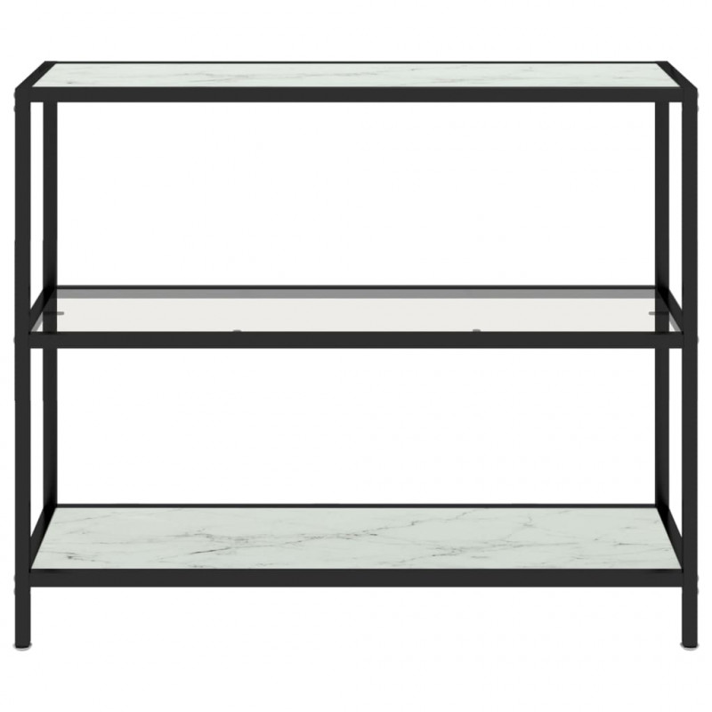 Półka, przezroczysta/biały marmur 100x36x90 cm, szkło hartowane