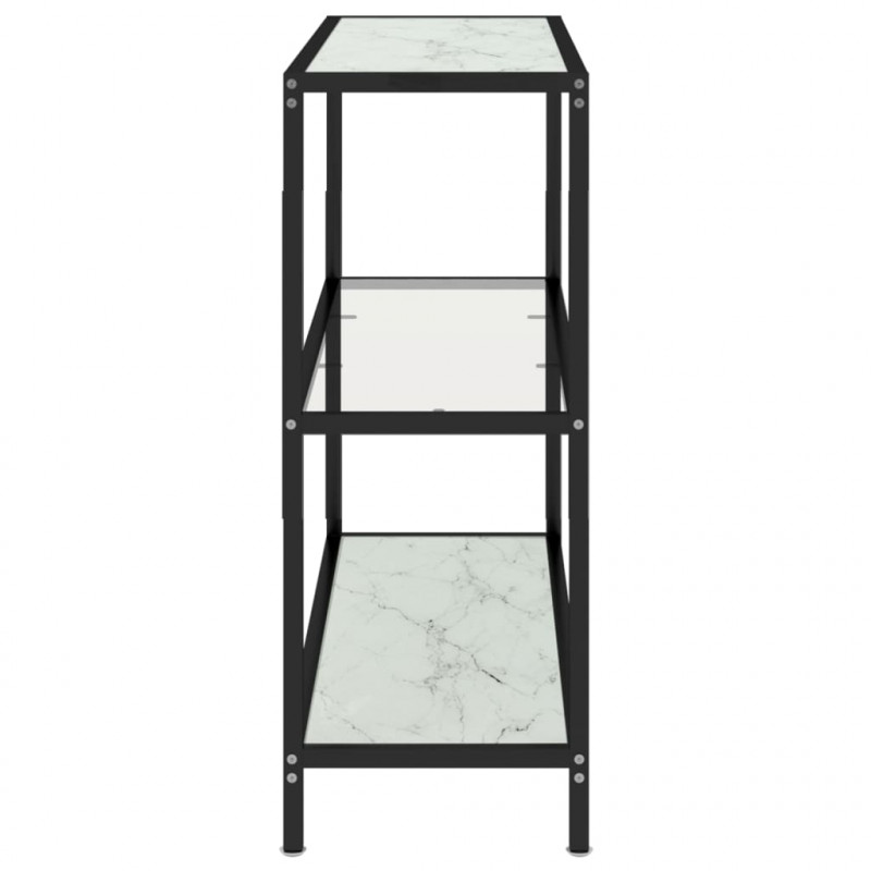 Półka, przezroczysta/biały marmur 100x36x90 cm, szkło hartowane