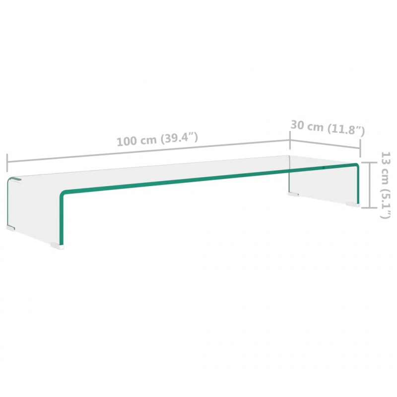 Podstawka pod monitor / telewizor szklana 100x30x13 cm