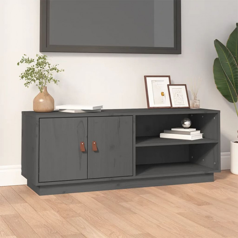 Szafka pod TV, szara, 105x34x40 cm, lite drewno sosnowe