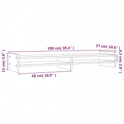 Podstawka na monitor, czarna, 100x27x15 cm, lite drewno sosnowe