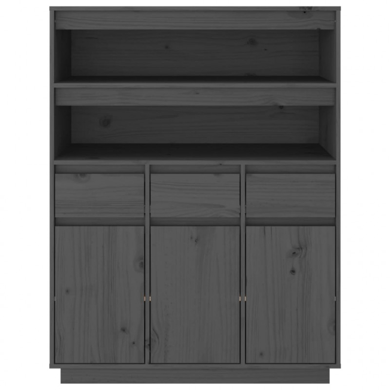 Wysoka szafka, szara, 89x40x116,5 cm, lite drewno sosnowe