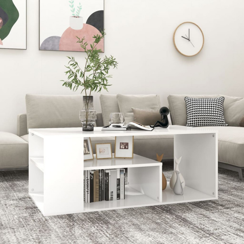 Stolik kawowy, biały, 100x50x40 cm, materiał drewnopochodny
