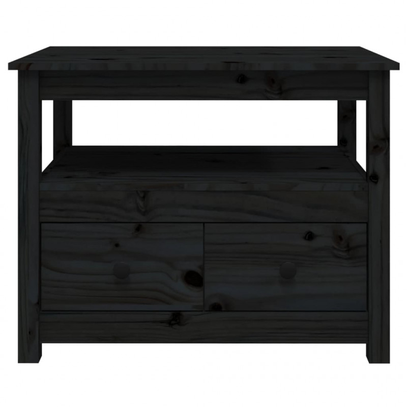 Stolik kawowy, czarny, 71x49x55 cm, lite drewno sosnowe