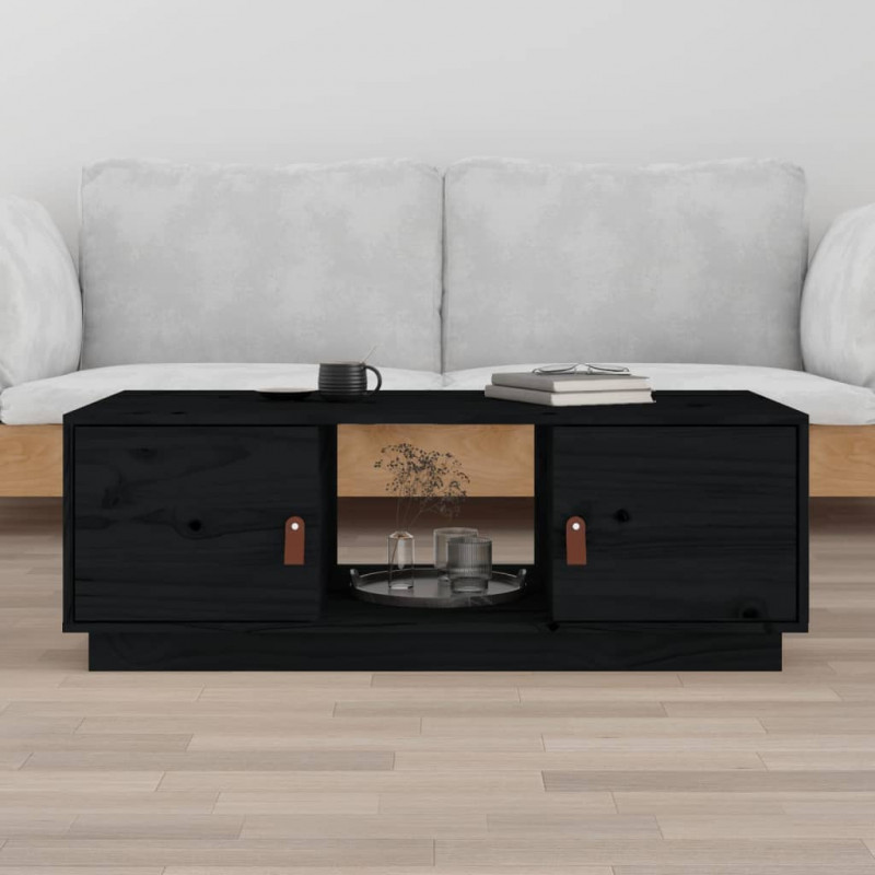 Stolik kawowy, czarny, 100x50x35 cm, lite drewno sosnowe