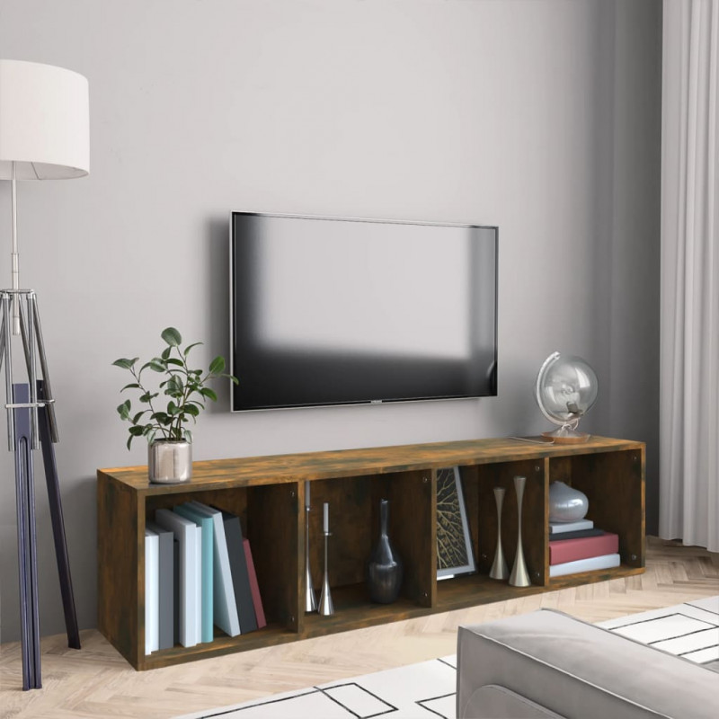 Regał na książki/szafka RTV, przydymiony dąb, 143x30x36 cm