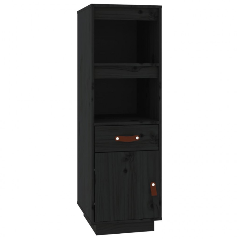 Kredens, czarny, 34x40x108,5 cm, lite drewno sosnowe