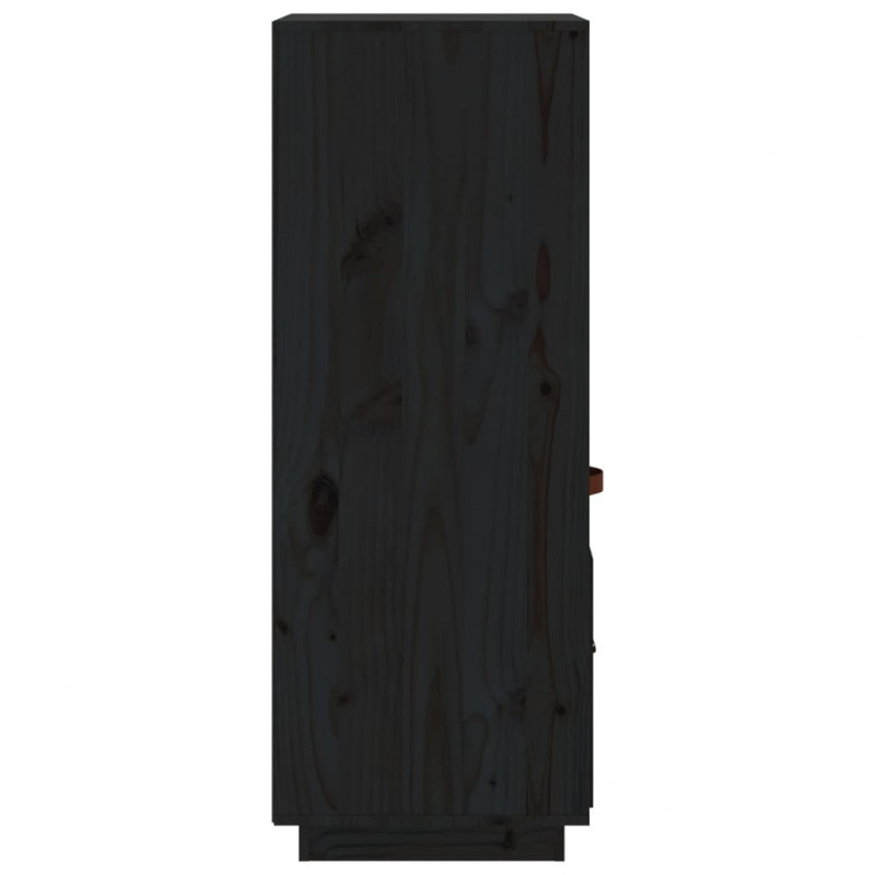 Kredens, czarny, 34x40x108,5 cm, lite drewno sosnowe