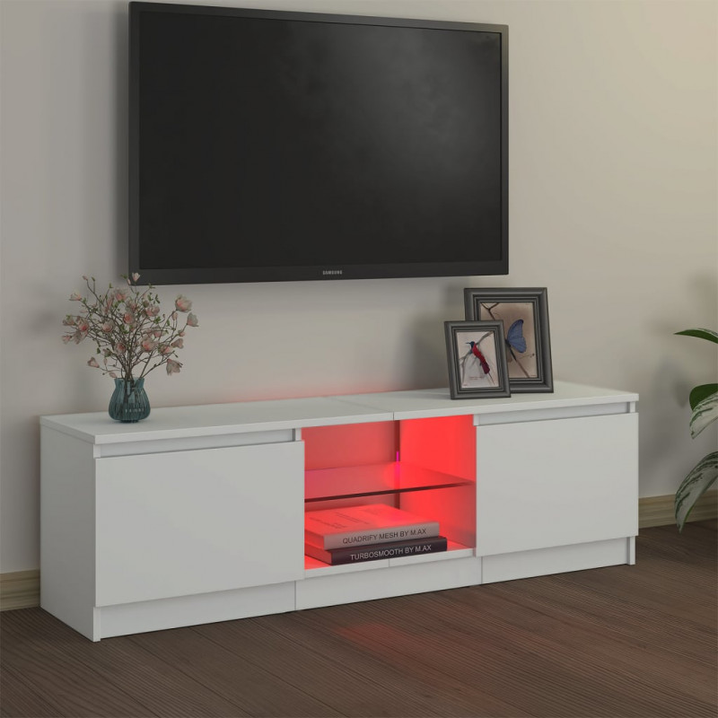 Szafka pod TV z oświetleniem LED, biała, 120x30x35,5 cm