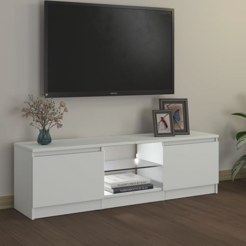 Szafka pod TV z oświetleniem LED, biała, 120x30x35,5 cm