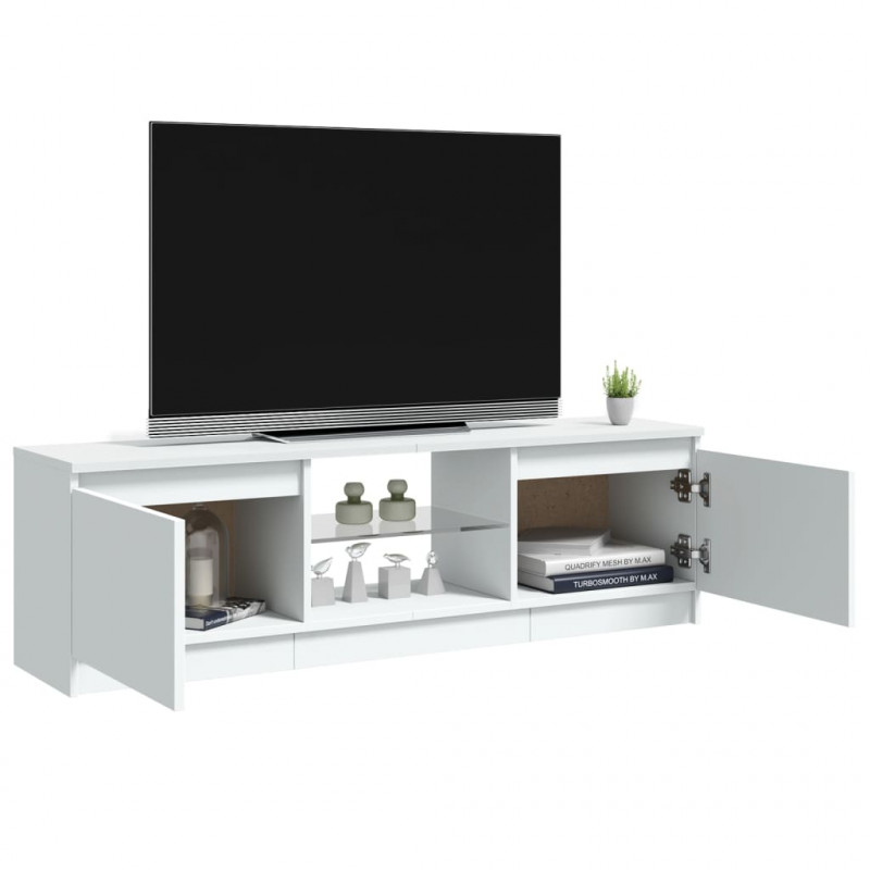 Szafka pod TV z oświetleniem LED, biała, 120x30x35,5 cm