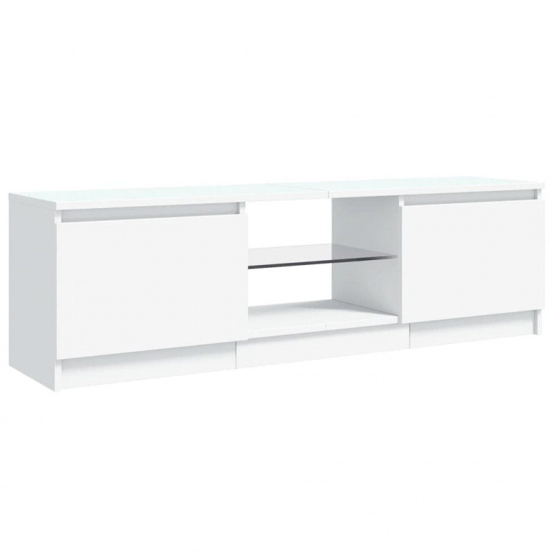 Szafka pod TV z oświetleniem LED, biała, 120x30x35,5 cm