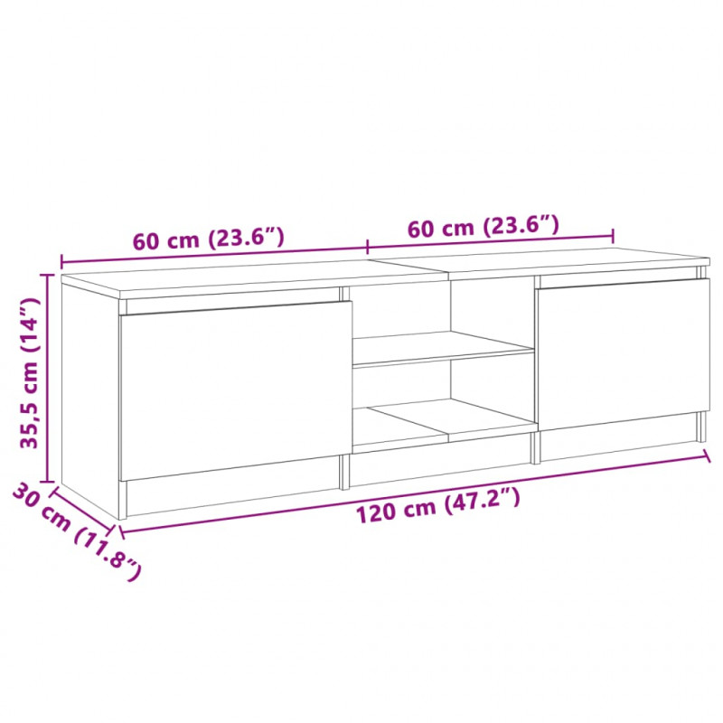 Szafka pod TV z oświetleniem LED, biała, 120x30x35,5 cm