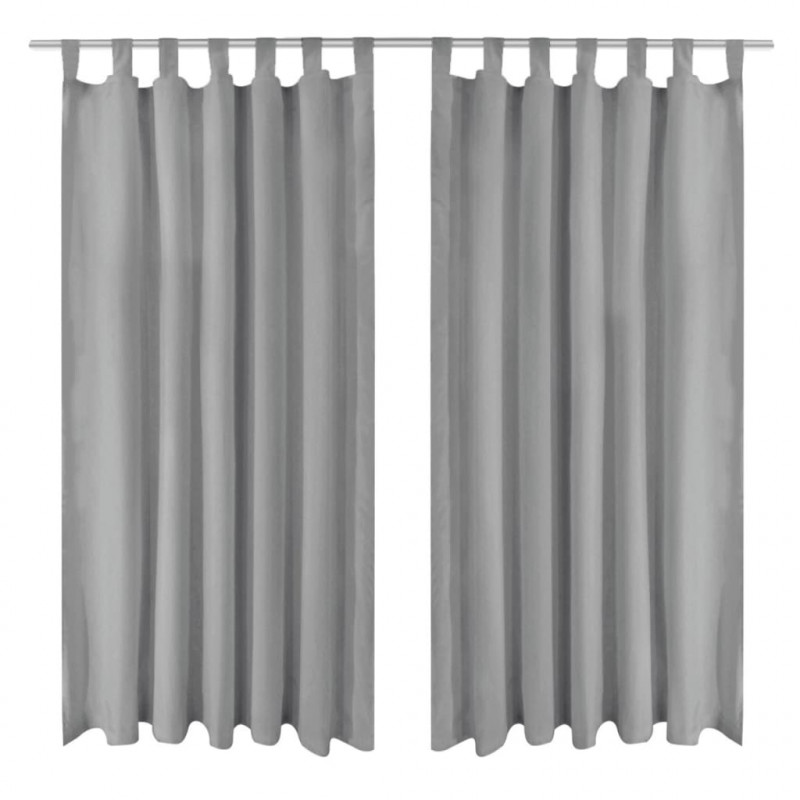 Zasłony z mikrosatyny, 2 szt., z pętelkami, 140 x 245 cm, szare