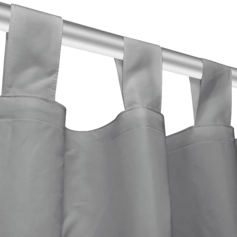 Zasłony z mikrosatyny, 2 szt., z pętelkami, 140 x 245 cm, szare