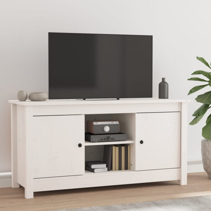 Szafka pod telewizor, biała, 103x36,5x52 cm, drewno sosnowe