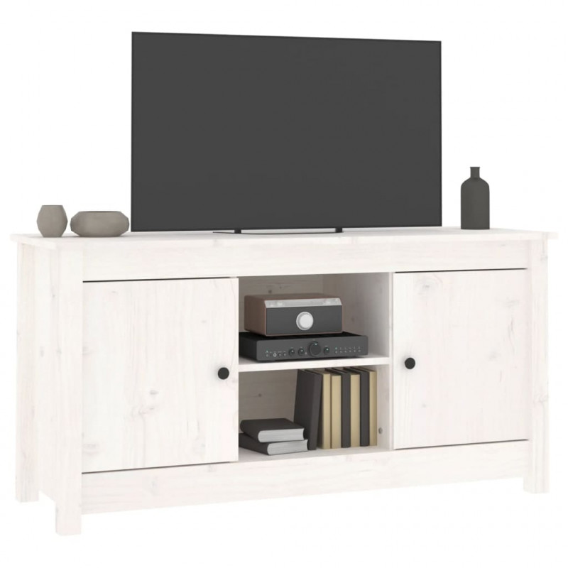 Szafka pod telewizor, biała, 103x36,5x52 cm, drewno sosnowe