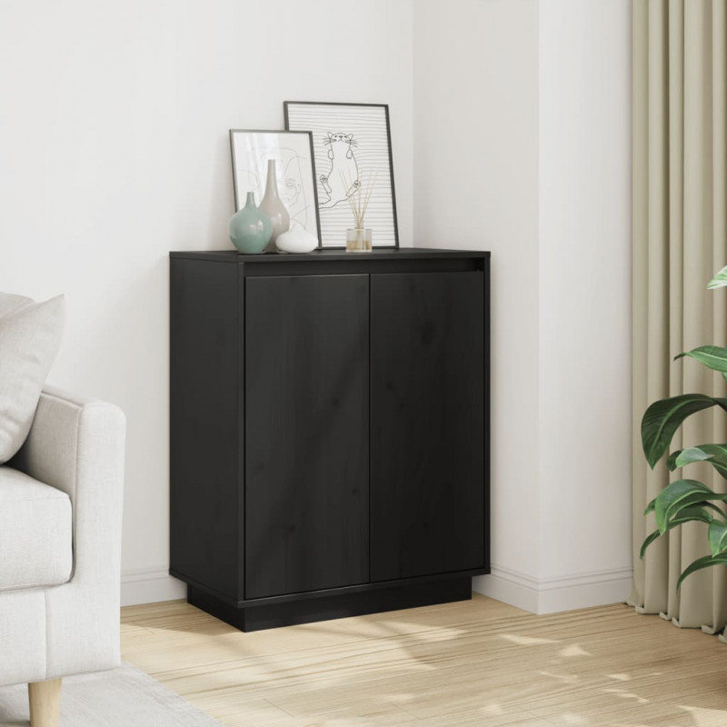 Szafka, czarna, 60x34x75 cm, lite drewno sosnowe