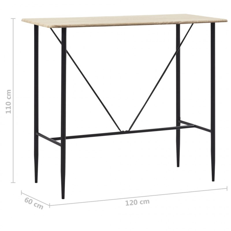 Stolik barowy, kolor dębowy, 120 x 60 x 110 cm, MDF