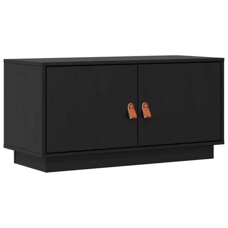 Szafka pod TV, czarna, 80x34x40 cm, lite drewno sosnowe