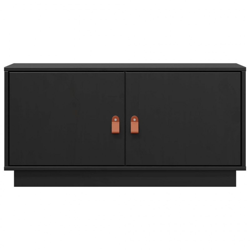 Szafka pod TV, czarna, 80x34x40 cm, lite drewno sosnowe