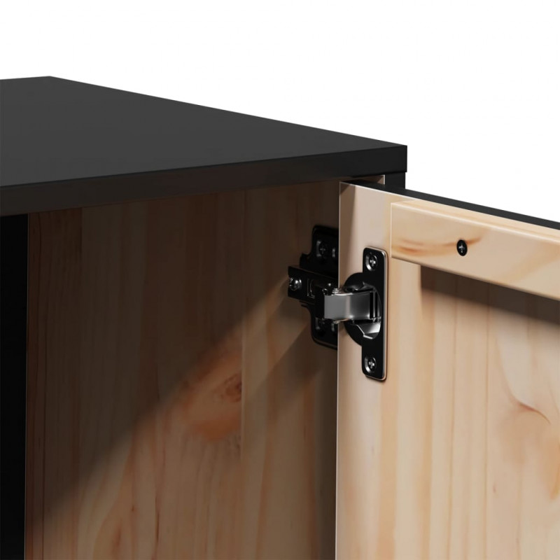 Szafka pod TV, czarna, 80x34x40 cm, lite drewno sosnowe