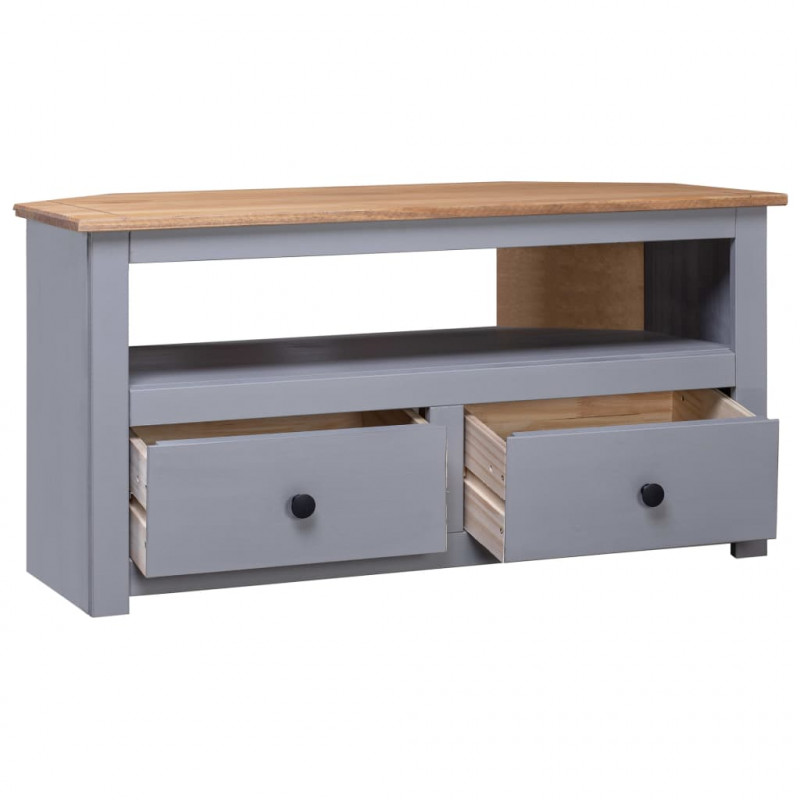 Narożna szafka pod TV, szara, 93x49x49 cm, sosna, seria Panama