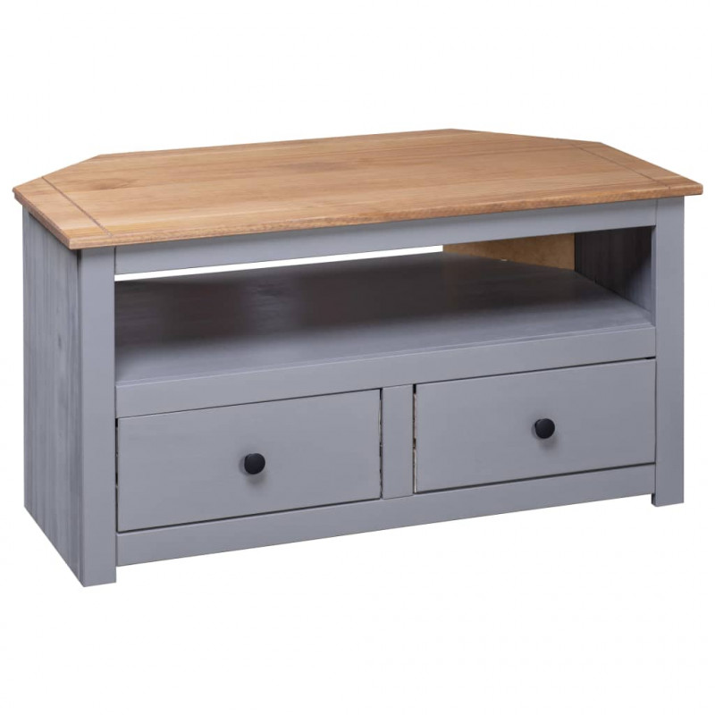 Narożna szafka pod TV, szara, 93x49x49 cm, sosna, seria Panama