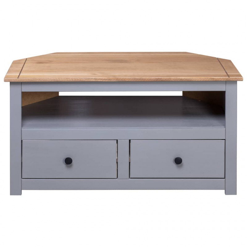 Narożna szafka pod TV, szara, 93x49x49 cm, sosna, seria Panama