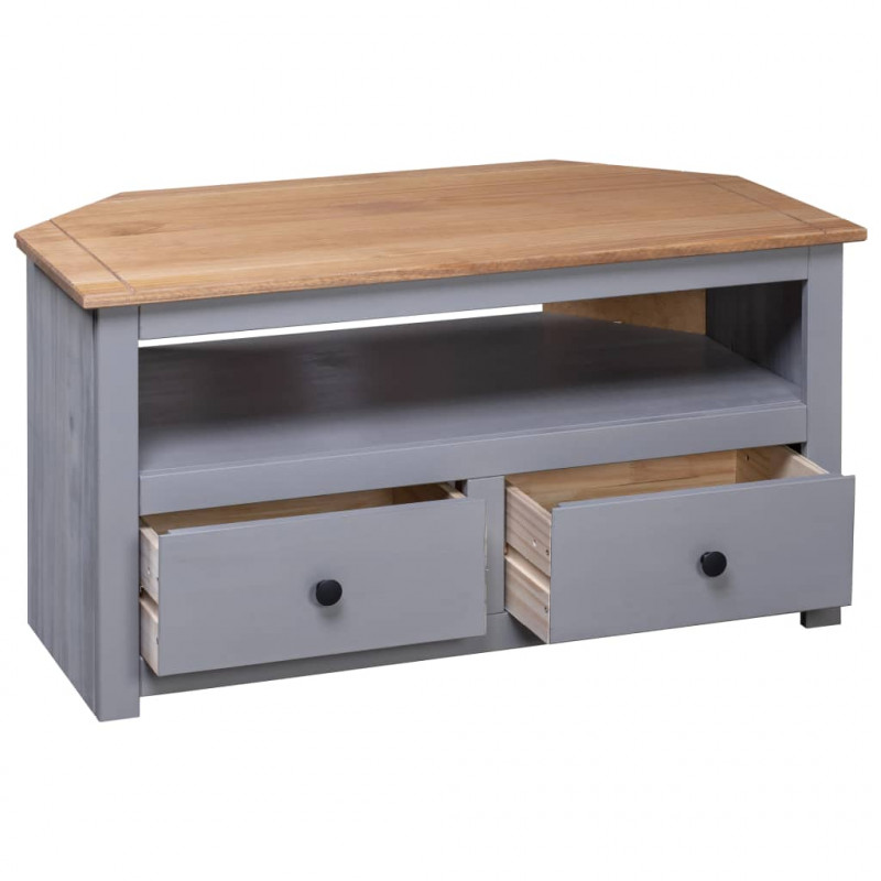 Narożna szafka pod TV, szara, 93x49x49 cm, sosna, seria Panama