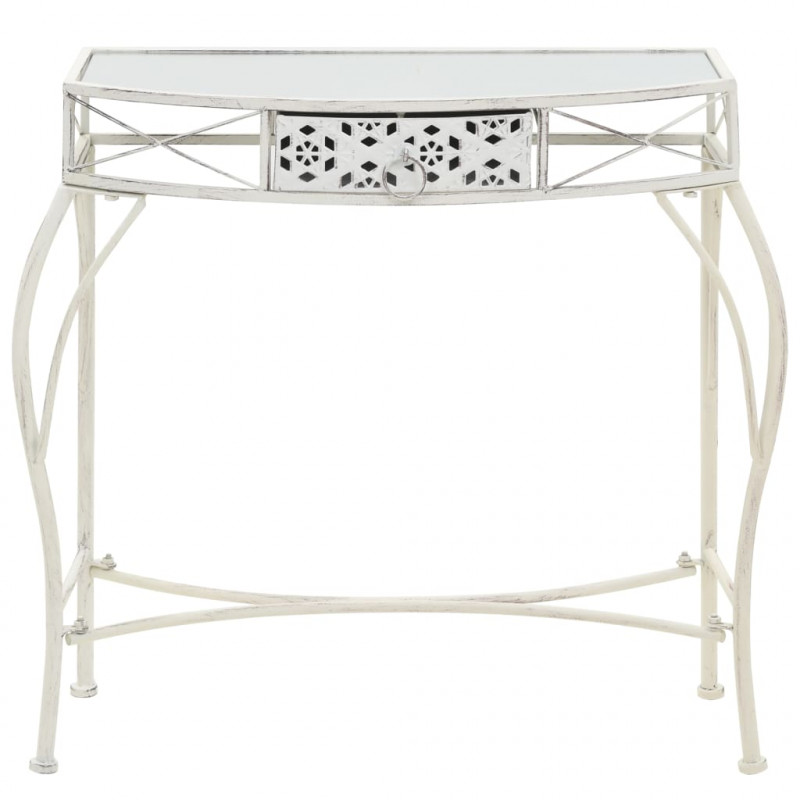 Stolik boczny w stylu francuskim, metalowy, 82x39x76 cm, biały