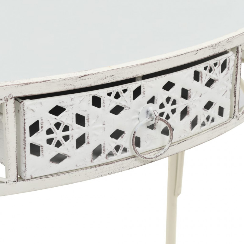 Stolik boczny w stylu francuskim, metalowy, 82x39x76 cm, biały