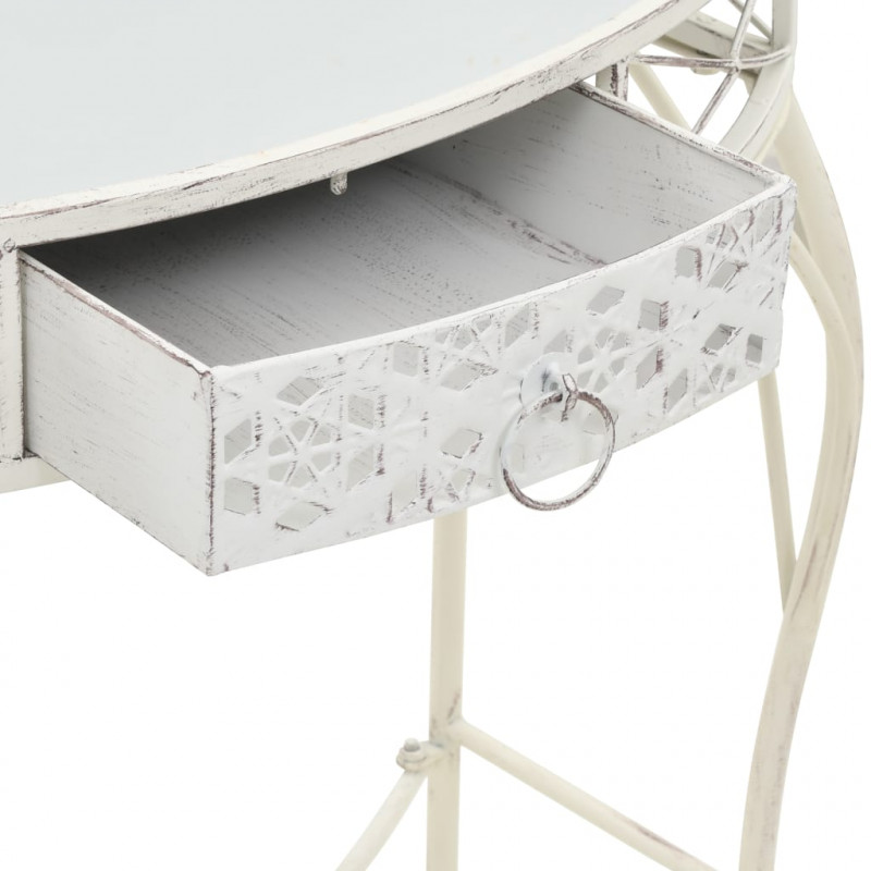 Stolik boczny w stylu francuskim, metalowy, 82x39x76 cm, biały
