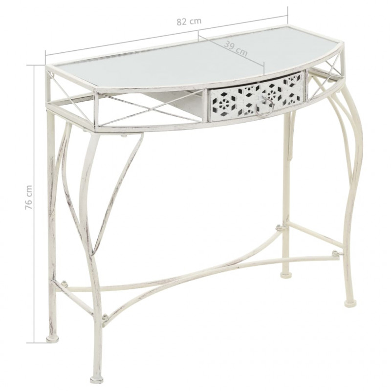 Stolik boczny w stylu francuskim, metalowy, 82x39x76 cm, biały