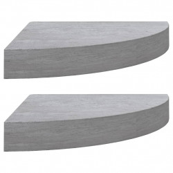 Narożne półki ścienne, 2 szt., szarość betonu, 25x25x3,8 cm MDF