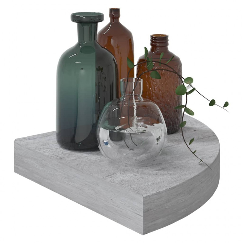 Narożne półki ścienne, 2 szt., szarość betonu, 25x25x3,8 cm MDF