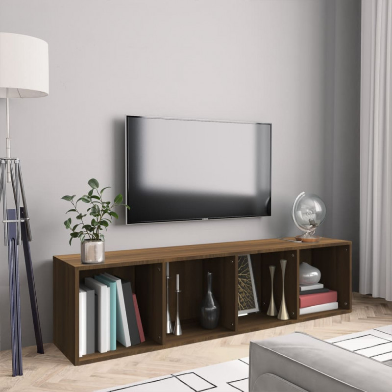 Regał na książki/szafka RTV, brązowy dąb, 143x30x36 cm