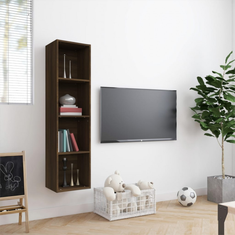Regał na książki/szafka RTV, brązowy dąb, 143x30x36 cm