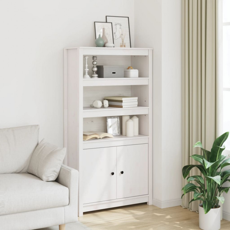Szafka, biała, 80x35x154 cm, lite drewno sosnowe