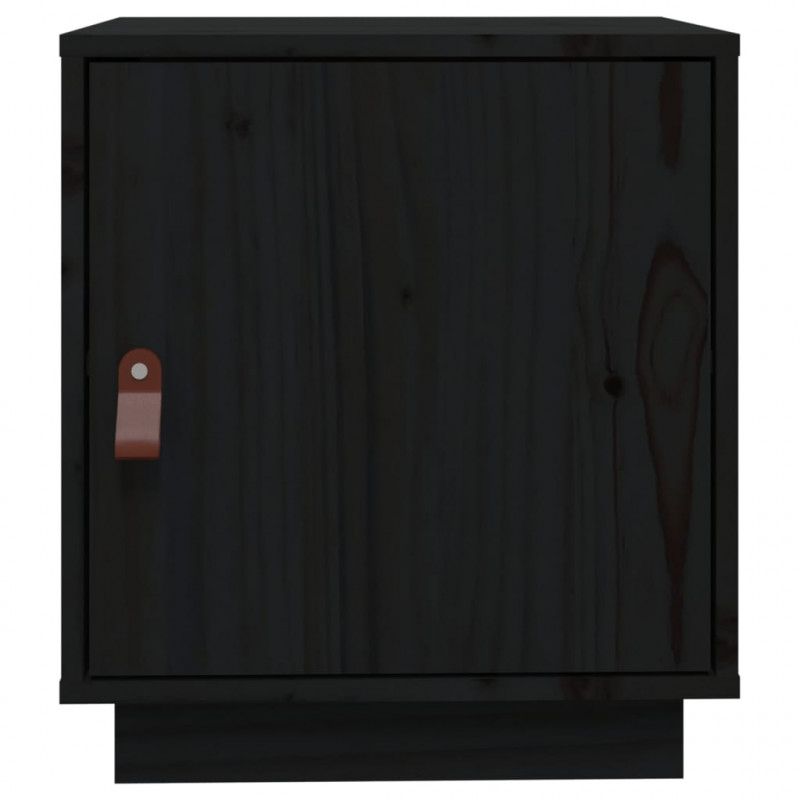 Szafka nocna, czarna, 40x34x45 cm, lite drewno sosnowe