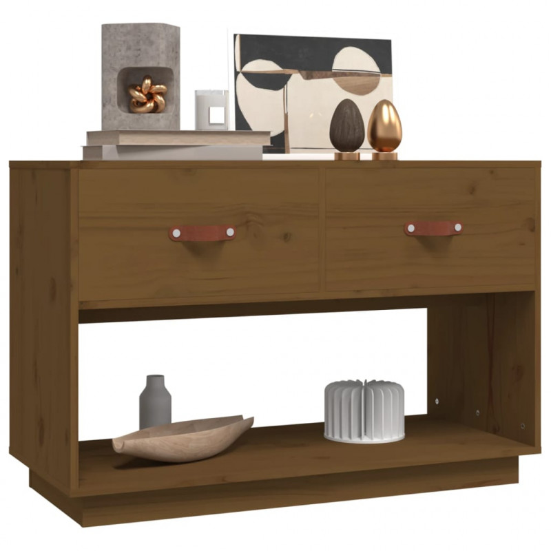 Szafka pod TV, miodowy brąz, 90x40x60 cm, lite drewno sosnowe