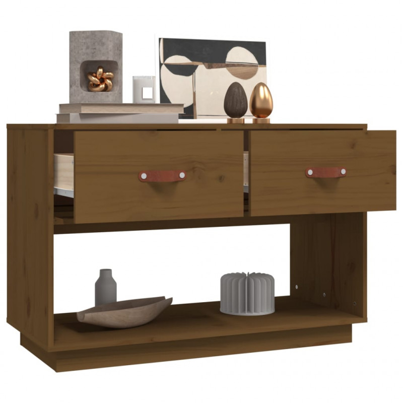 Szafka pod TV, miodowy brąz, 90x40x60 cm, lite drewno sosnowe
