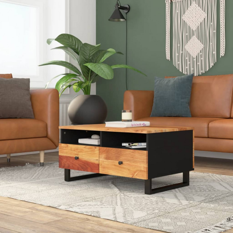 Stolik kawowy, 80x54x40 cm, akacja i materiał drewnopochodny