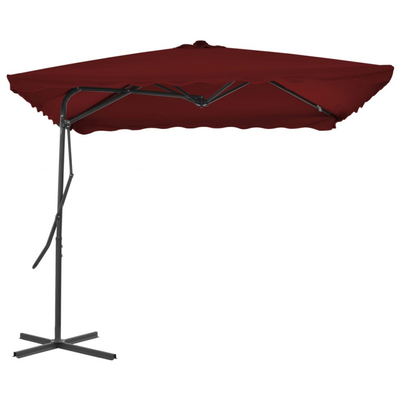 Parasol ogrodowy na stalowym słupku, bordowy, 250x250x230 cm