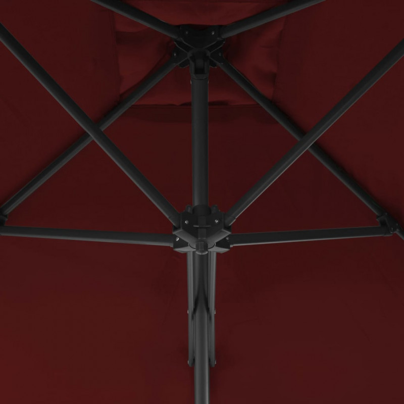 Parasol ogrodowy na stalowym słupku, bordowy, 250x250x230 cm