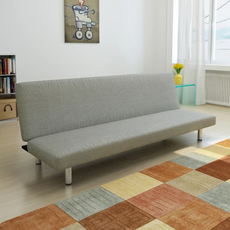 Sofa rozkładana, szara, poliester