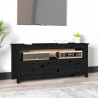 Szafka pod TV, czarna, 114x35x52 cm, lite drewno sosnowe