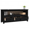 Szafka pod TV, czarna, 114x35x52 cm, lite drewno sosnowe