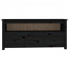 Szafka pod TV, czarna, 114x35x52 cm, lite drewno sosnowe