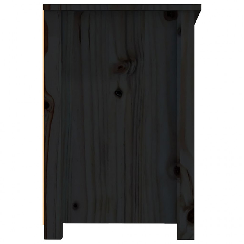 Szafka pod TV, czarna, 114x35x52 cm, lite drewno sosnowe